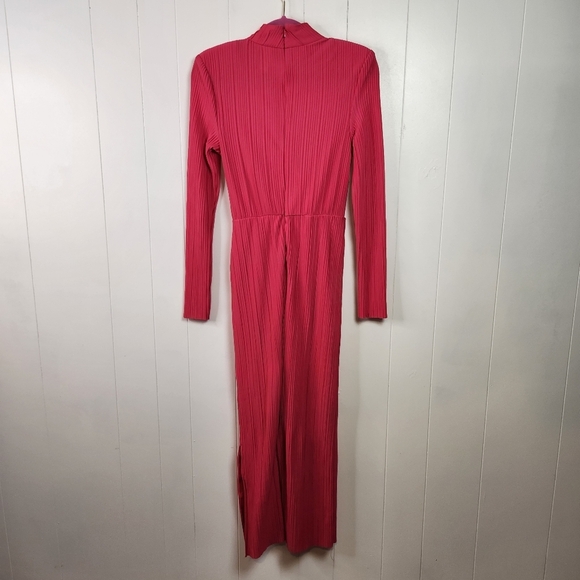YAS Olinda High Neck Long Sleeve Formal Maxi Dress Hot Pink Size Small Party NYE - Picture 3 of 13